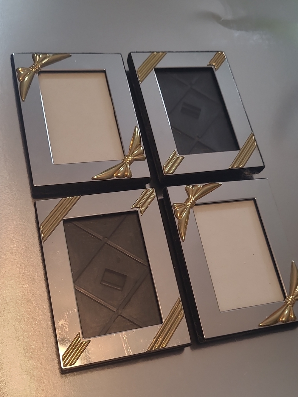 Lot Of 4 Vintage 3x4 Picture Photo Frame Art Deco Matching Set 2-Tone